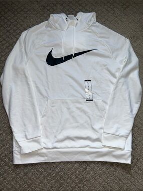 Nike White Hoodie with Black Swoosh Logo